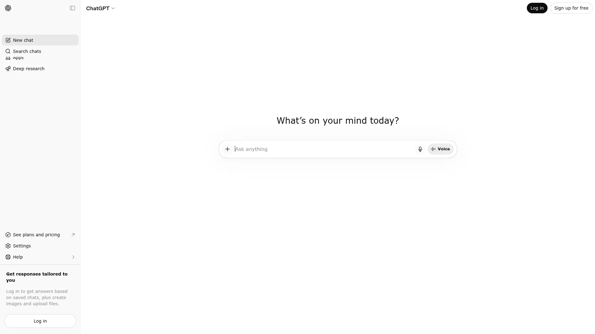 ChatGPT homepage