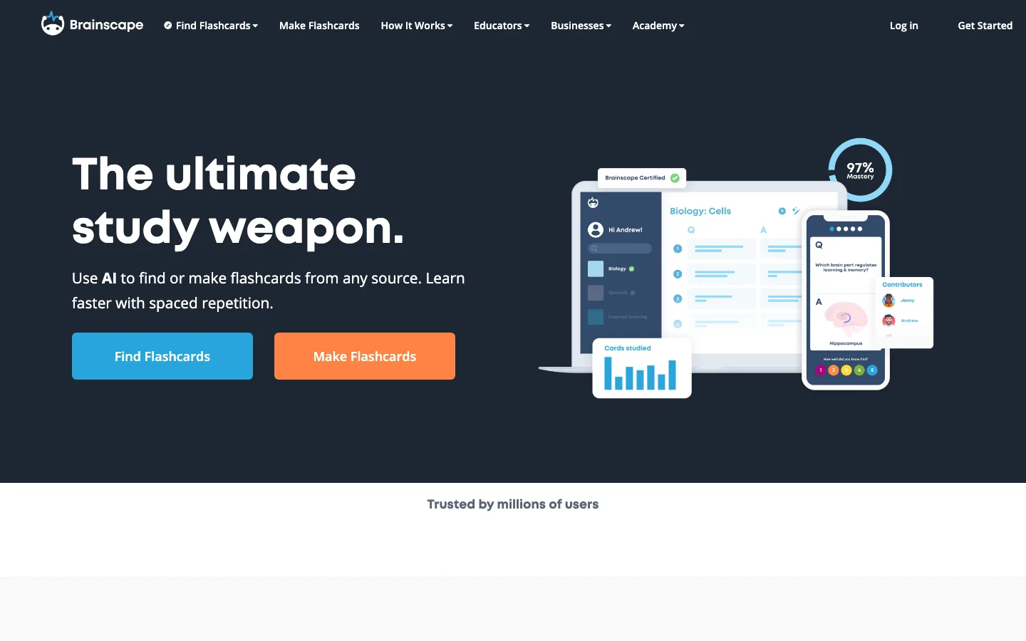 Brainscape homepage