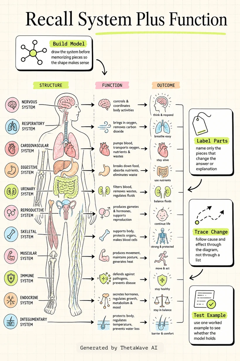 Infographic for 11 Organ Systems of the Human Body