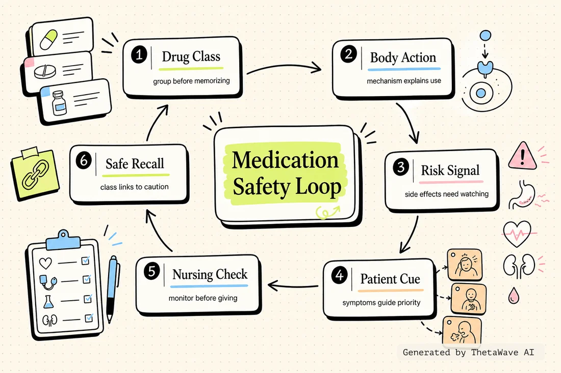 Mind map for 2-Hour NCLEX Pharmacology Ultimate Course