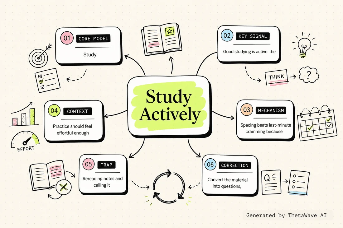 Mind map for 3 tips on how to study effectively