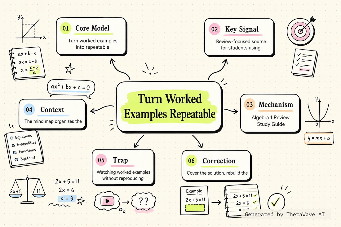 Mind map for Algebra 1 Review Study Guide - Online Course / Basic Overview - EOC and Regents - Common Core