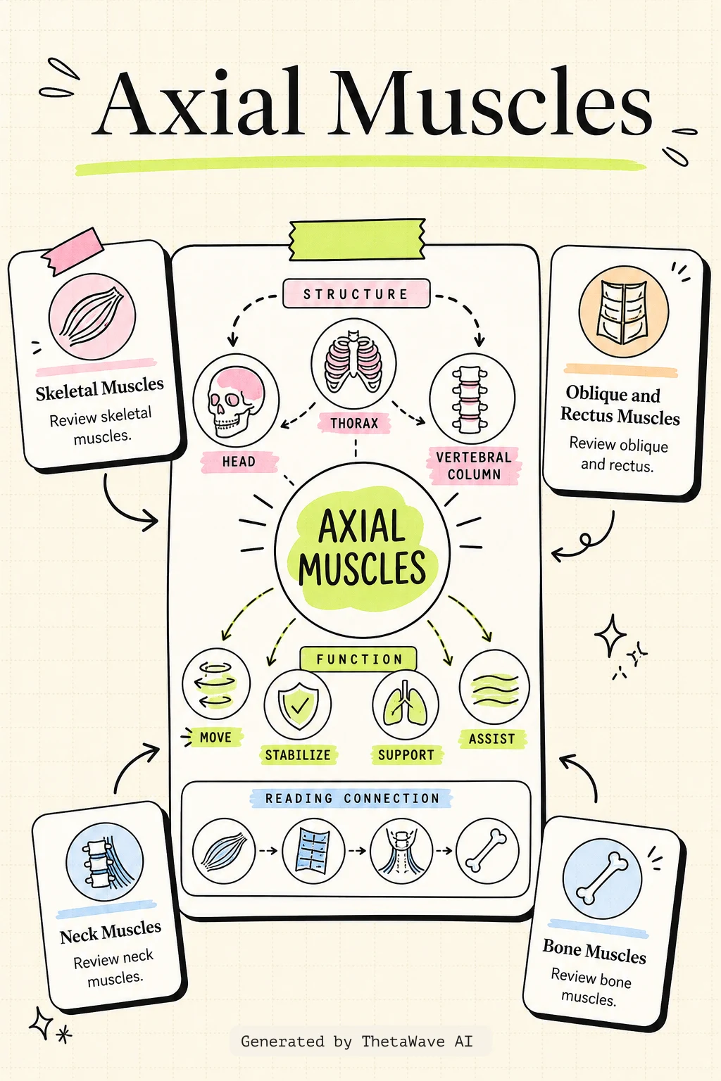 Infographic for Anatomy and Physiology 2e: 11.3 Axial Muscles of the Head, Neck, and Back