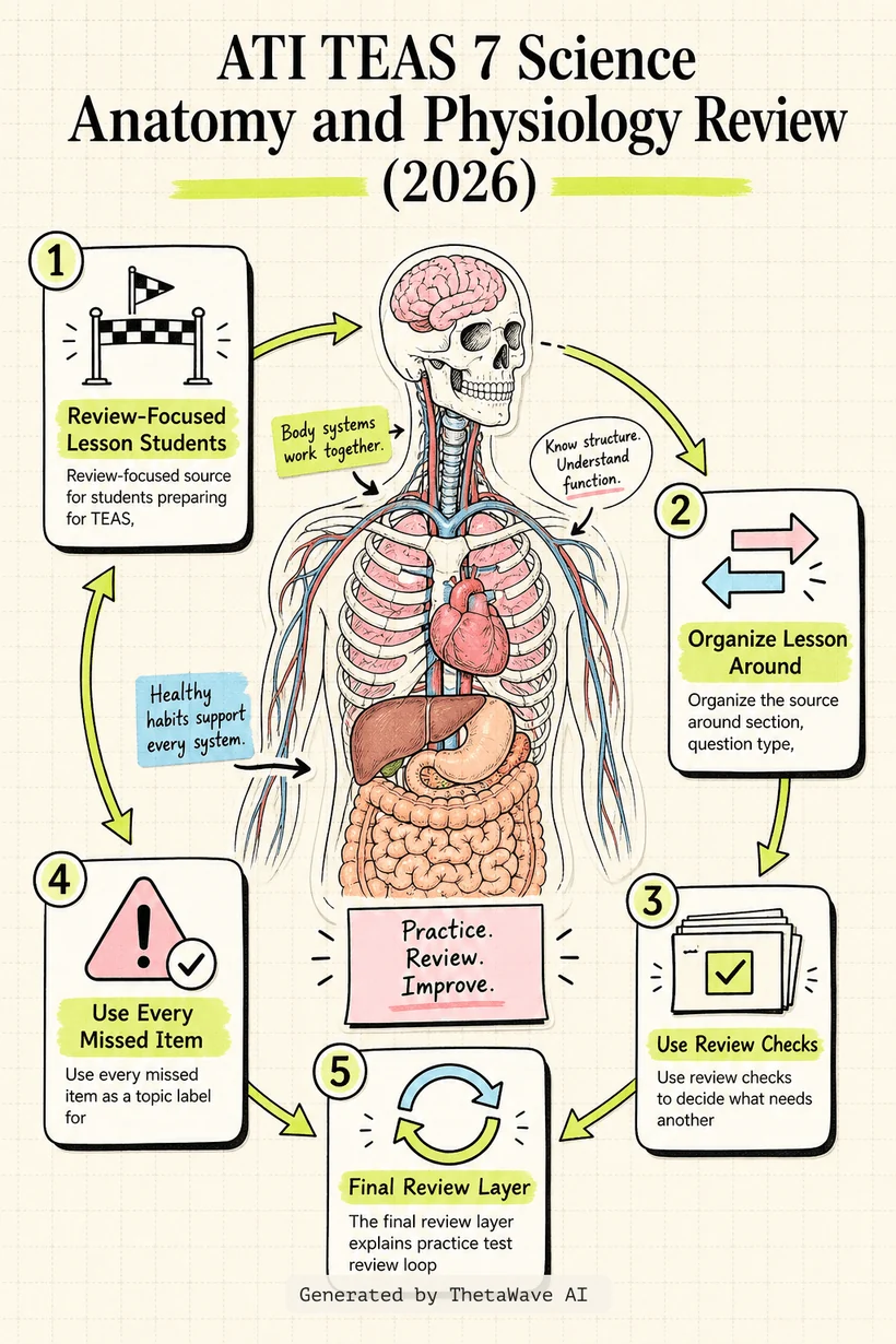 Infographic for ATI TEAS 7 Science Anatomy and Physiology Review (2026 Edition)