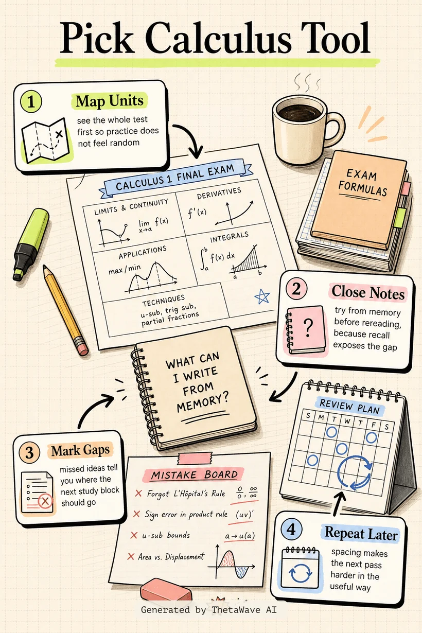 Infographic for Calculus 1 Final Exam Review
