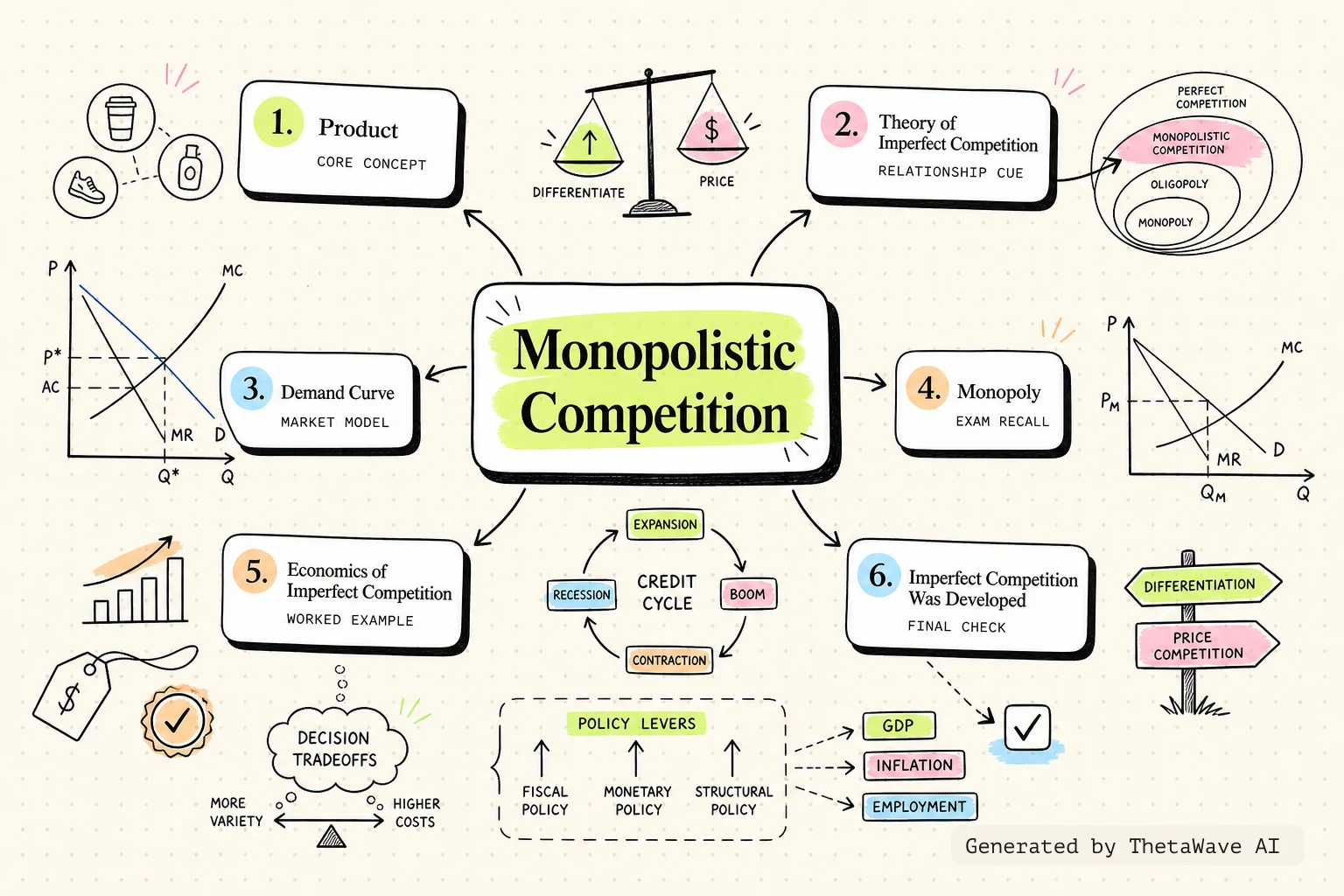 Mind map for Principles of Economics 3e: 10.1 Monopolistic Competition