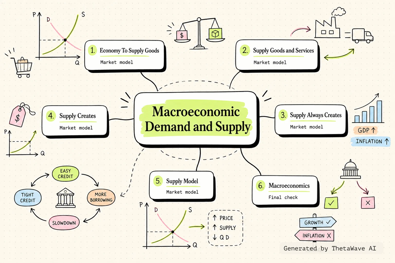 Mind map for Principles of Economics 3e: 24.1 Macroeconomic Perspectives on Demand and Supply