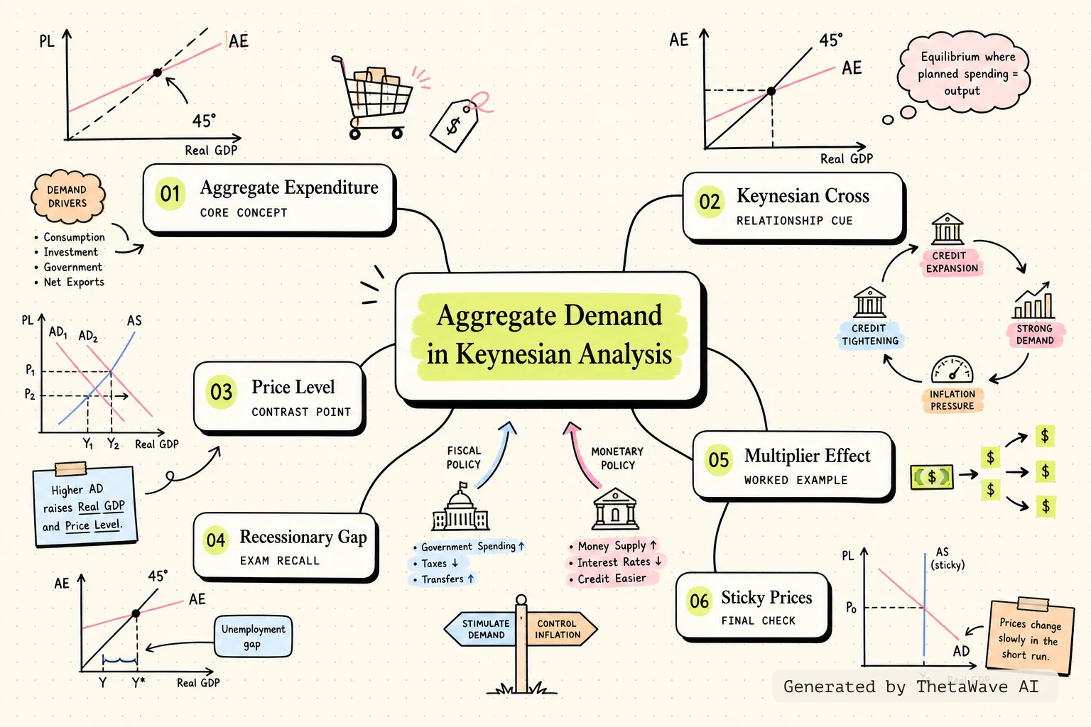 Mind map for Principles of Economics 3e: 25.1 Aggregate Demand in Keynesian Analysis