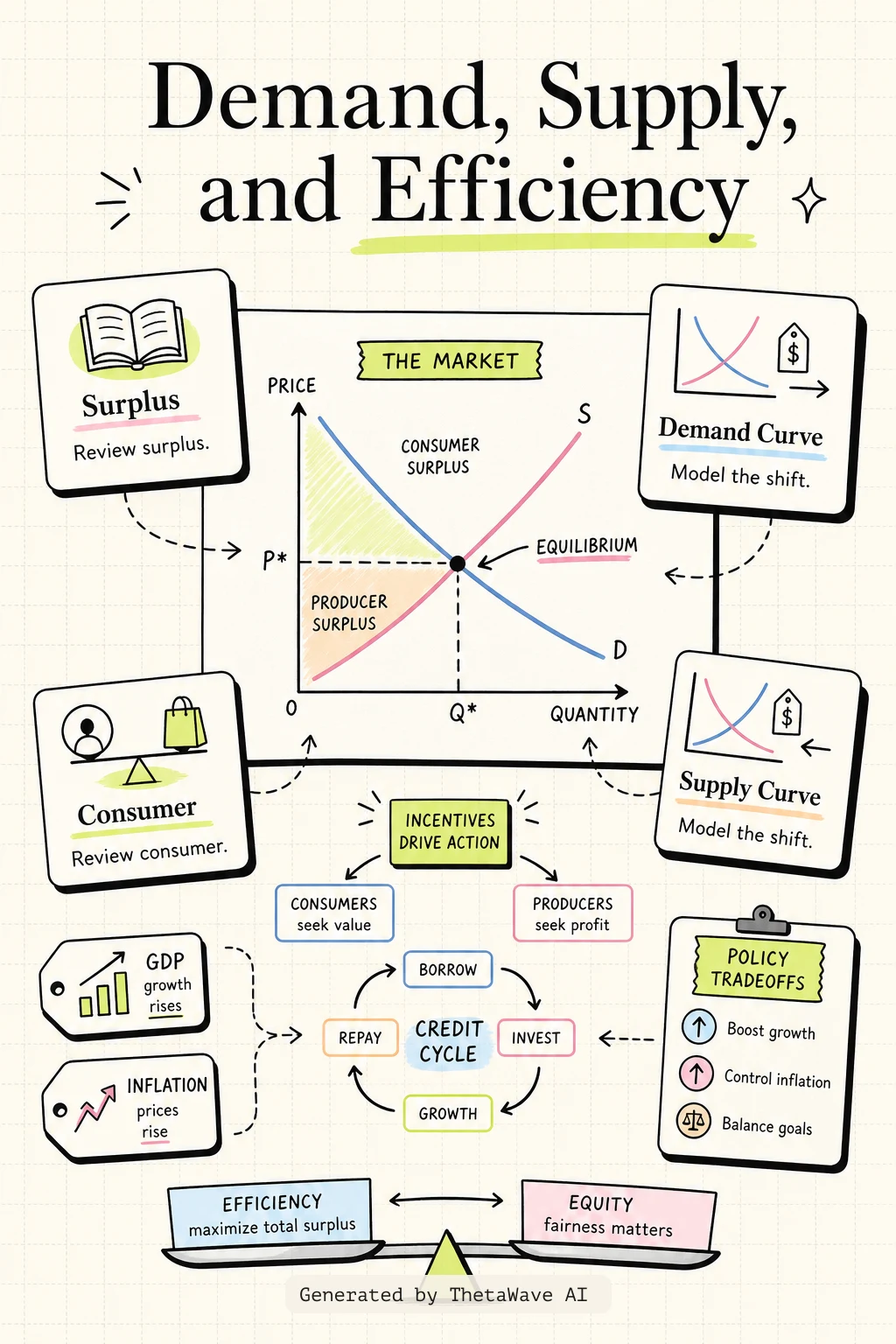 Infographic for Principles of Economics 3e: 3.5 Demand, Supply, and Efficiency