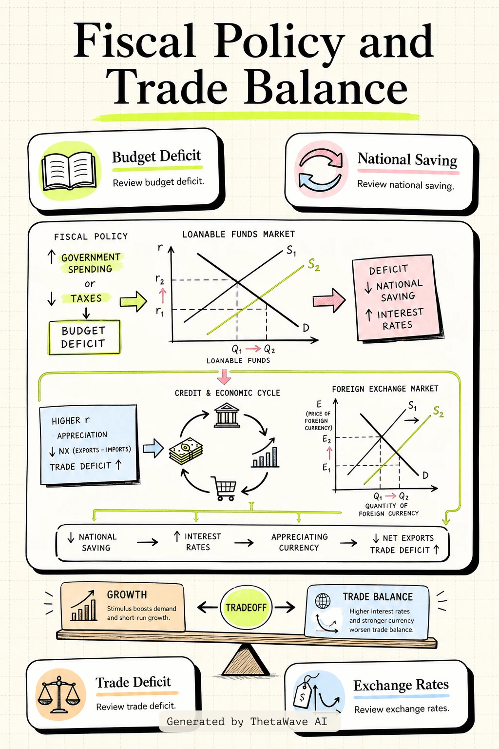 Infographic for Principles of Economics 3e: 31.4 Fiscal Policy and the Trade Balance