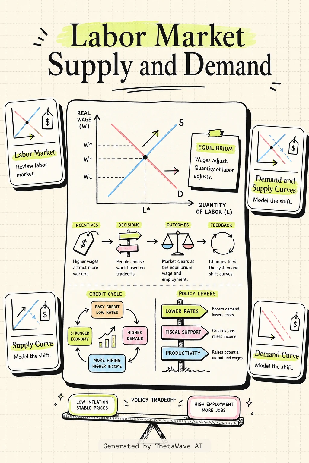 Infographic for Principles of Economics 3e: 4.1 Demand and Supply at Work in Labor Markets