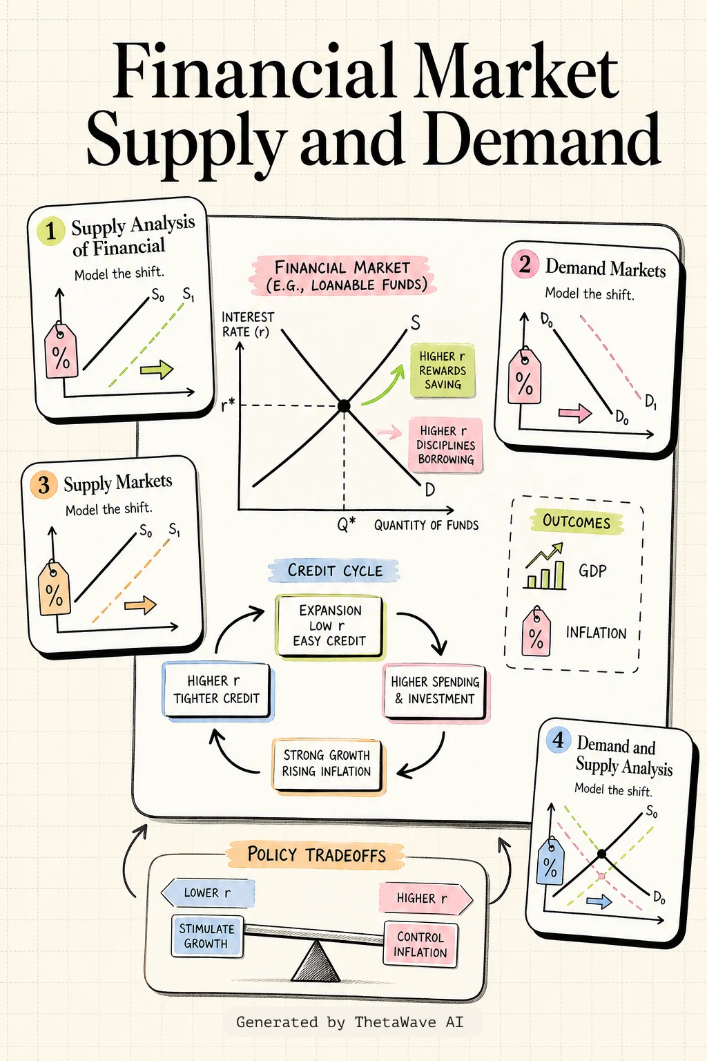 Infographic for Principles of Economics 3e: 4.2 Demand and Supply in Financial Markets