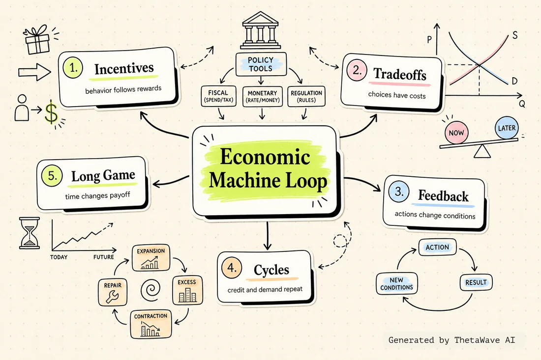 Mind map for How The Economic Machine Works by Ray Dalio