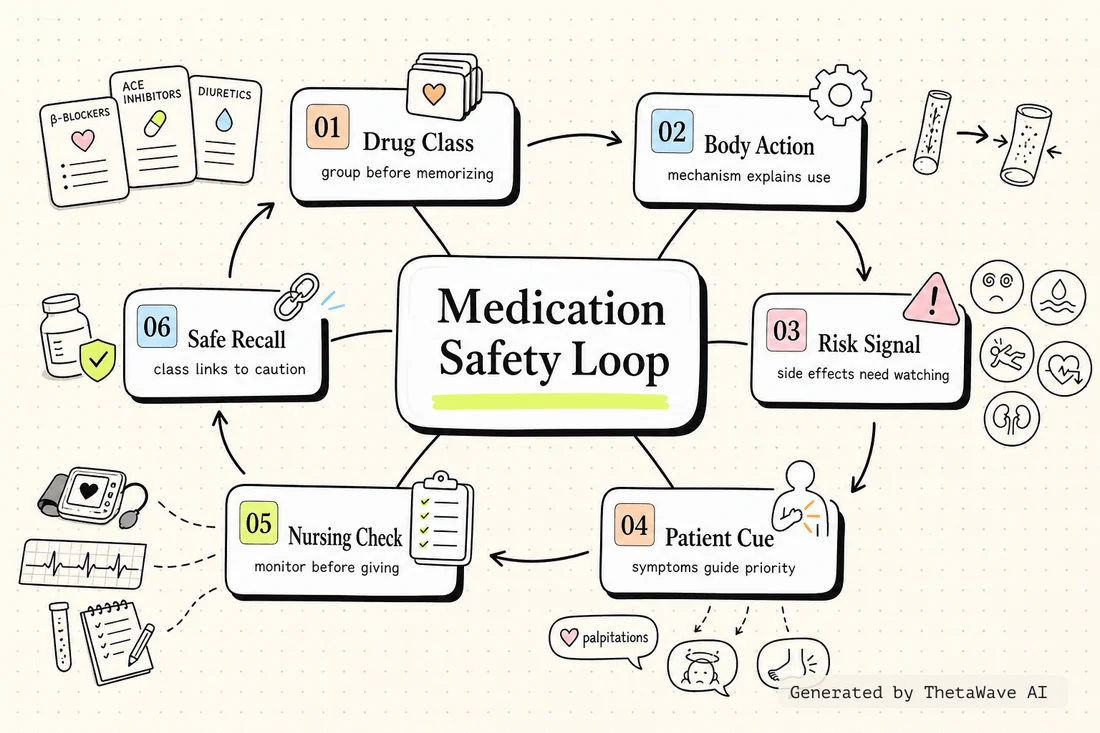 Mind map for Pharmacology Cardiovascular Drugs Nursing NCLEX Review